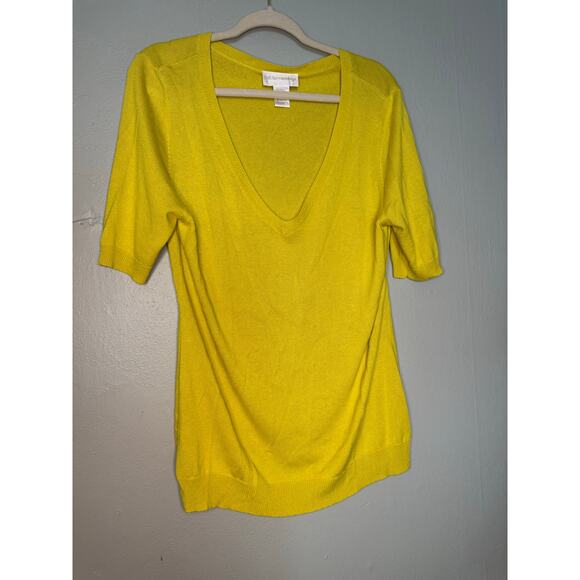 Soft Surroundings neon yellow sweater top silk and cashmere blend - Picture 1 of 5